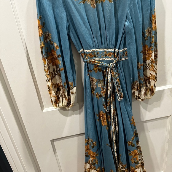 Zimmermann Teal and Gold Floral Long Sleeve Dress, Chintz, $880 - Picture 8 of 9